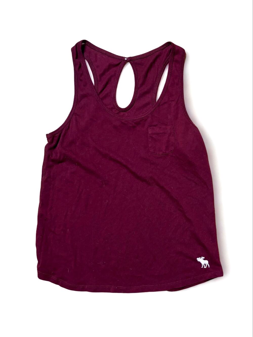 Abercrombie & Fitch Burgundy Cotton Racerback Tank Top Keyhole Cutout Workout